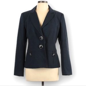 Tribal Blazer Size 10 Navy Blue Button Front Decorative Buttons Career Work‎